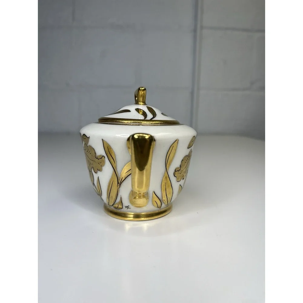 Vintage Stouffer‎ SFR3 Sugar Bowl & Lid Golden Orchid Artist Signed Hand Painted